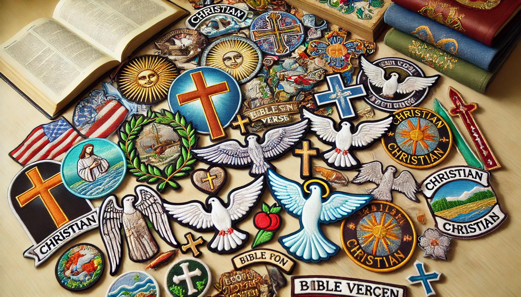 Christian Patches as tools Laid on a Table