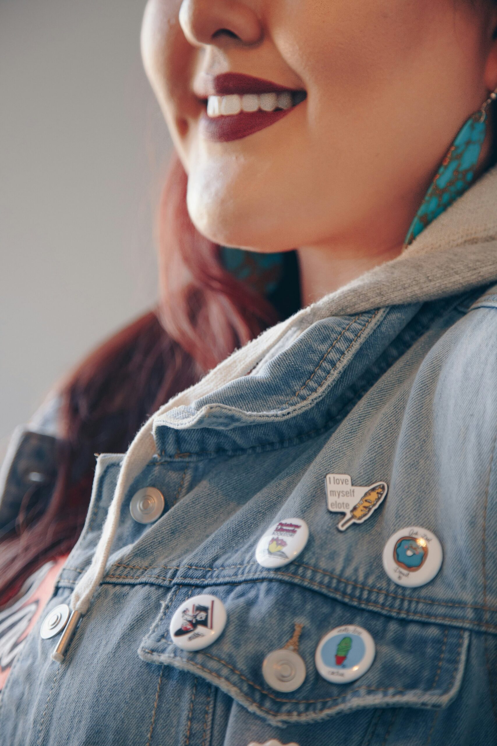 Girl Wearing Jacket with Attached Paches