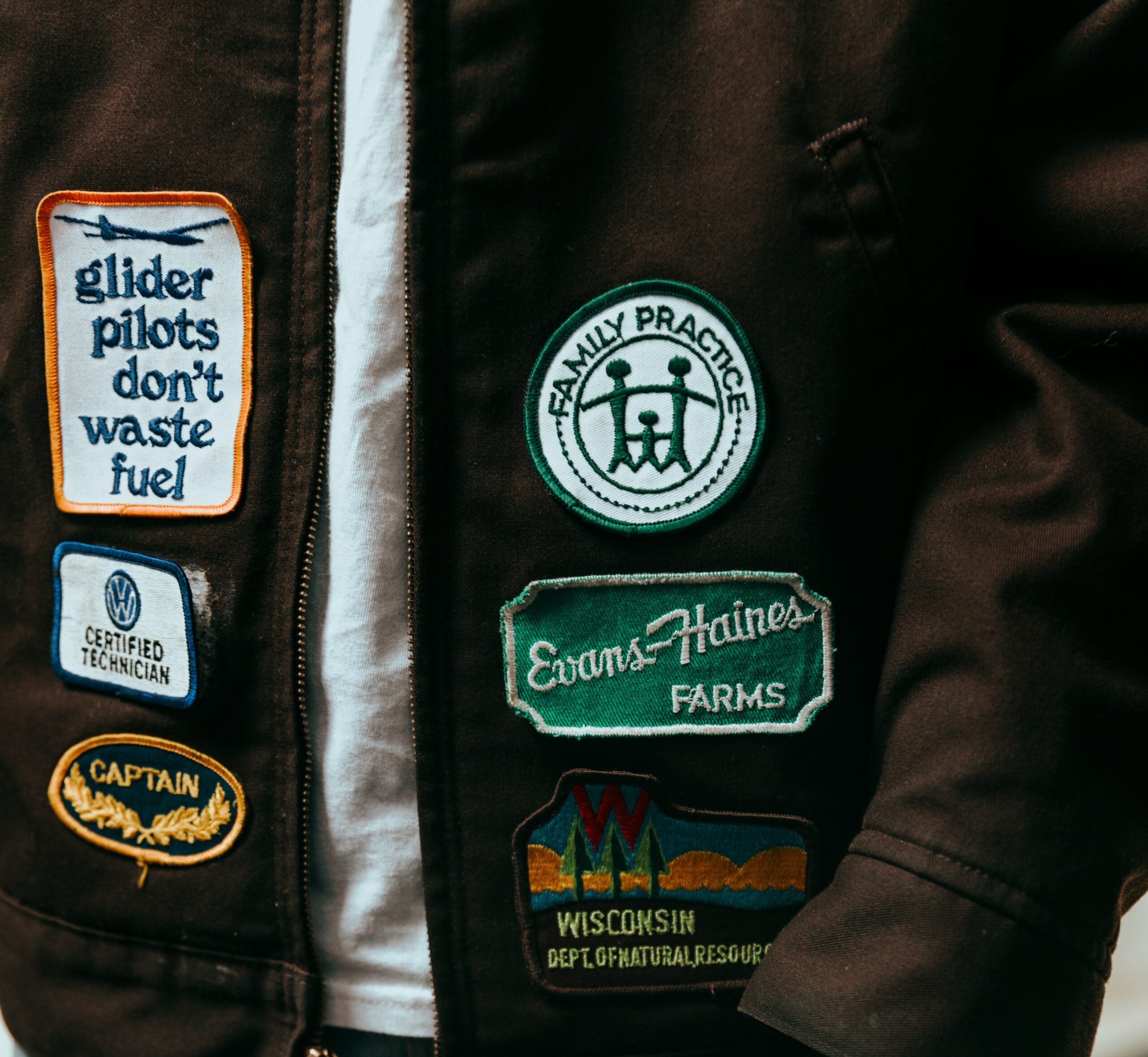 Patches on a jacket